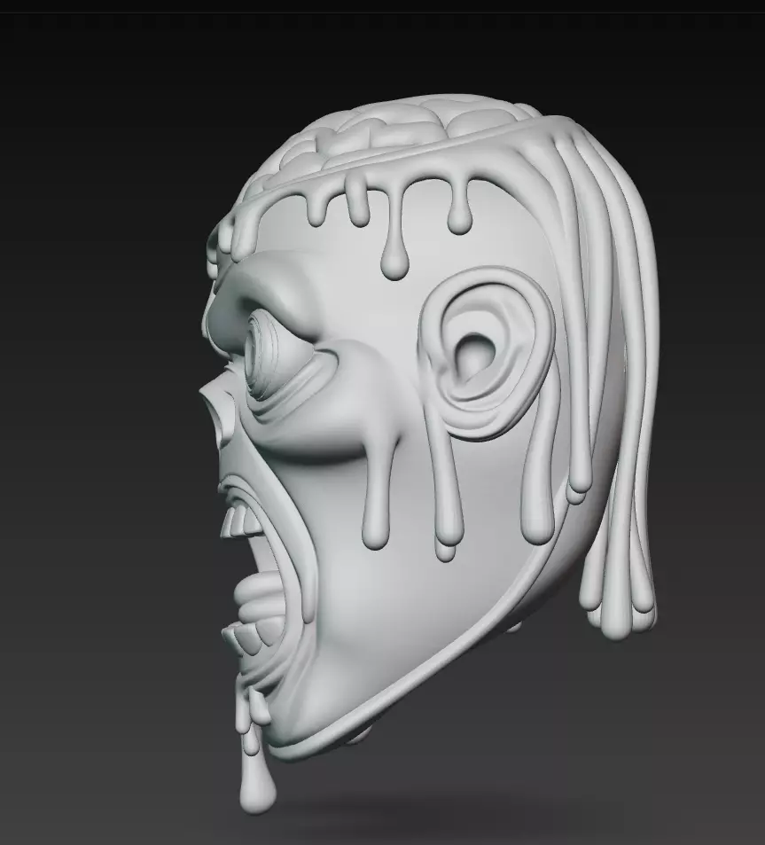 Melting Zombie Head - Stylized Horror 3D Model 3D print model_7