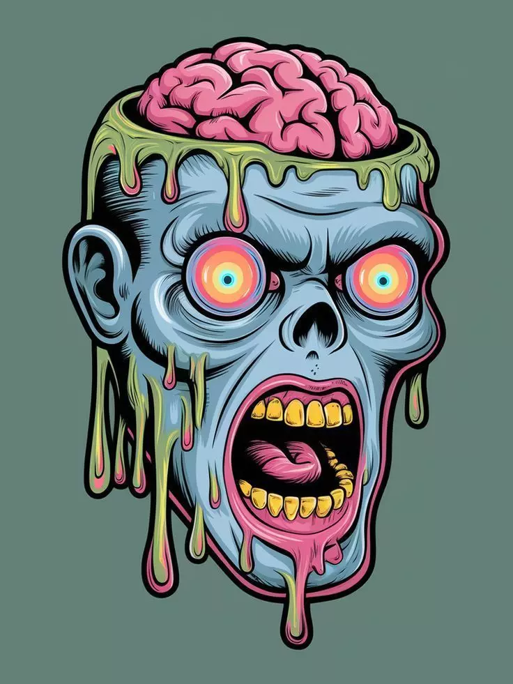 Melting Zombie Head - Stylized Horror 3D Model 3D print model_0