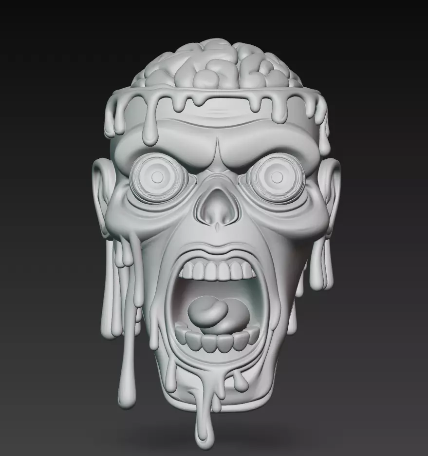 Melting Zombie Head - Stylized Horror 3D Model 3D print model_8