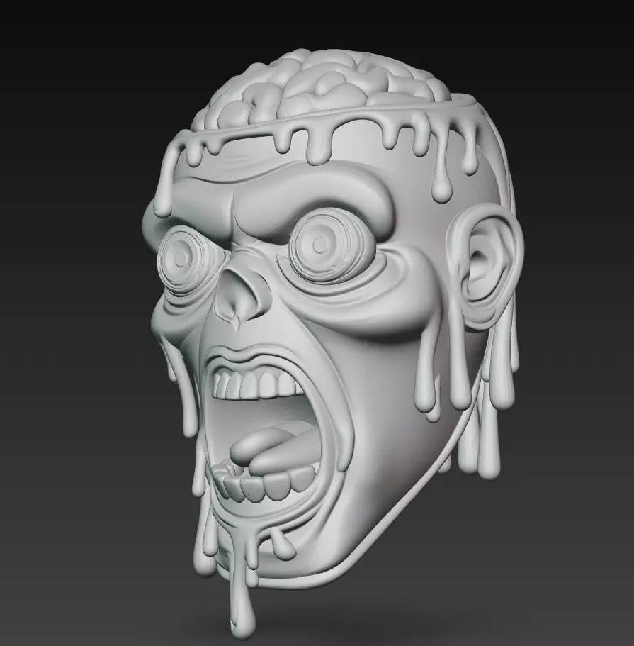 Melting Zombie Head - Stylized Horror 3D Model 3D print model_6