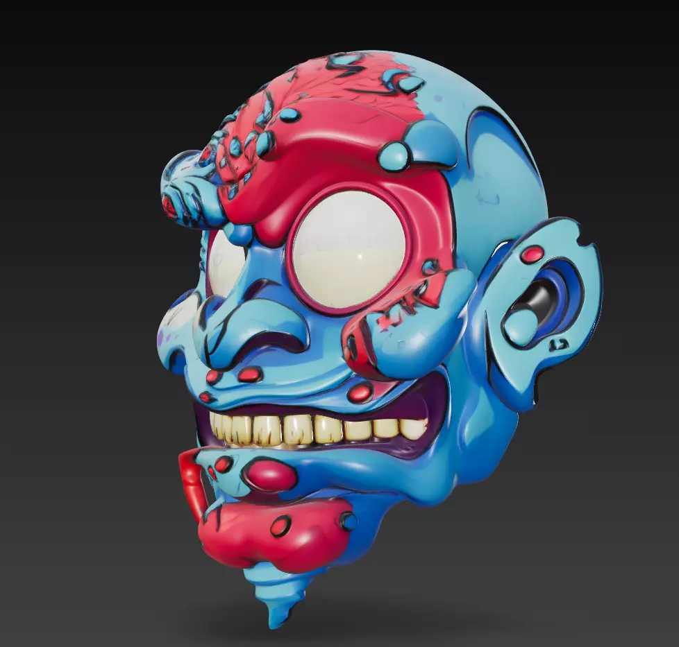 Zombie Head Bust - Stylized Horror Sculpture 3D Model 3D print model_4