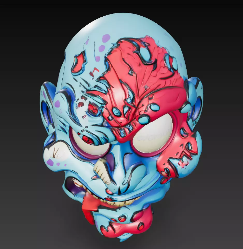 Zombie Head Bust - Stylized Horror Sculpture 3D Model 3D print model_5