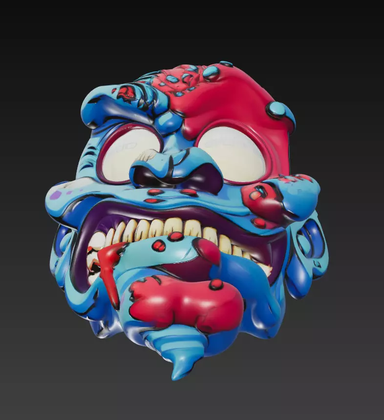 Zombie Head Bust - Stylized Horror Sculpture 3D Model 3D print model_3