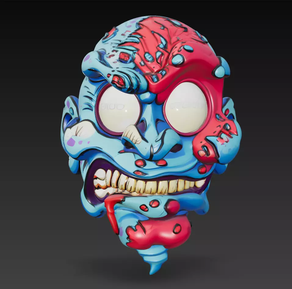 Zombie Head Bust - Stylized Horror Sculpture 3D Model 3D print model_1