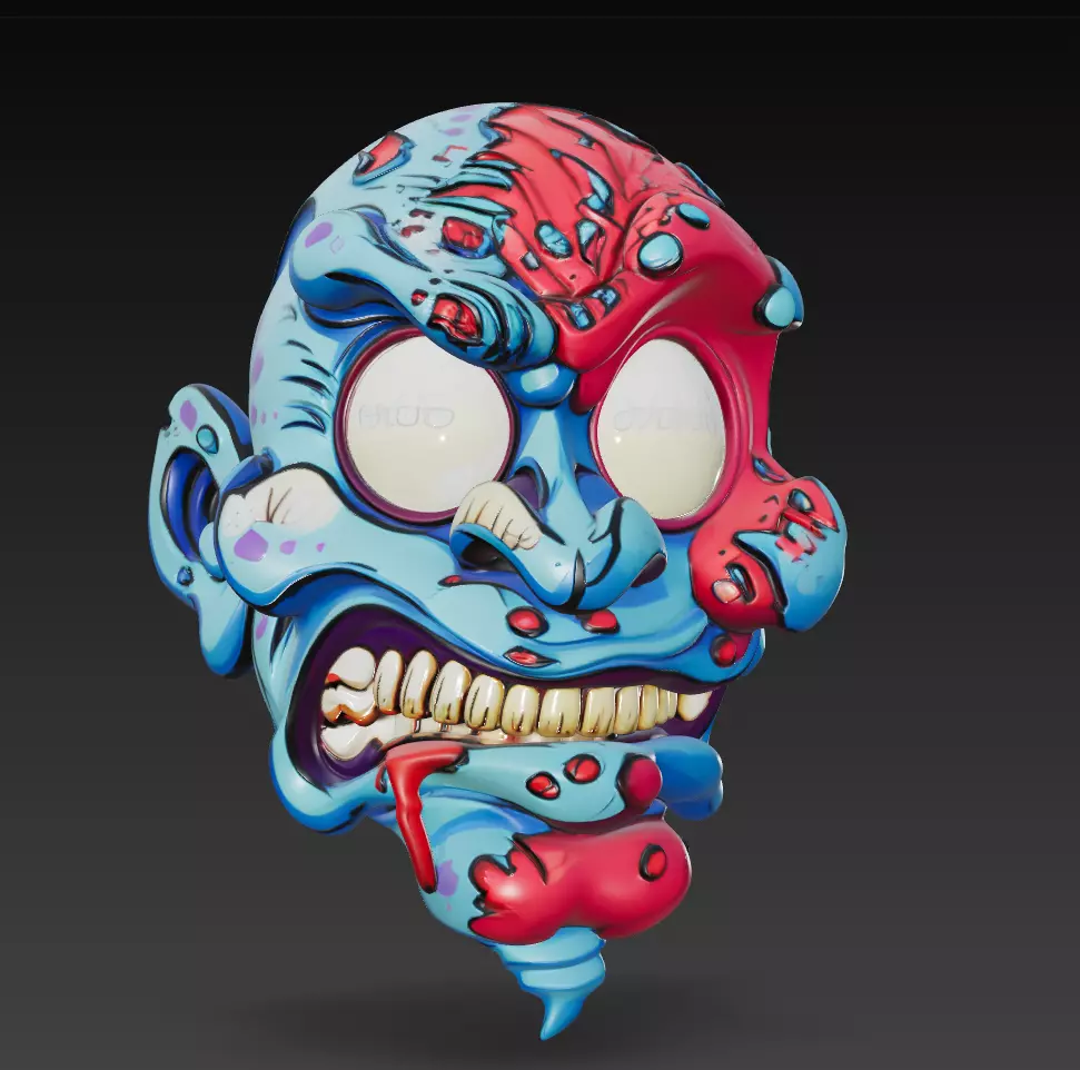 Zombie Head Bust - Stylized Horror Sculpture 3D Model 3D print model_2