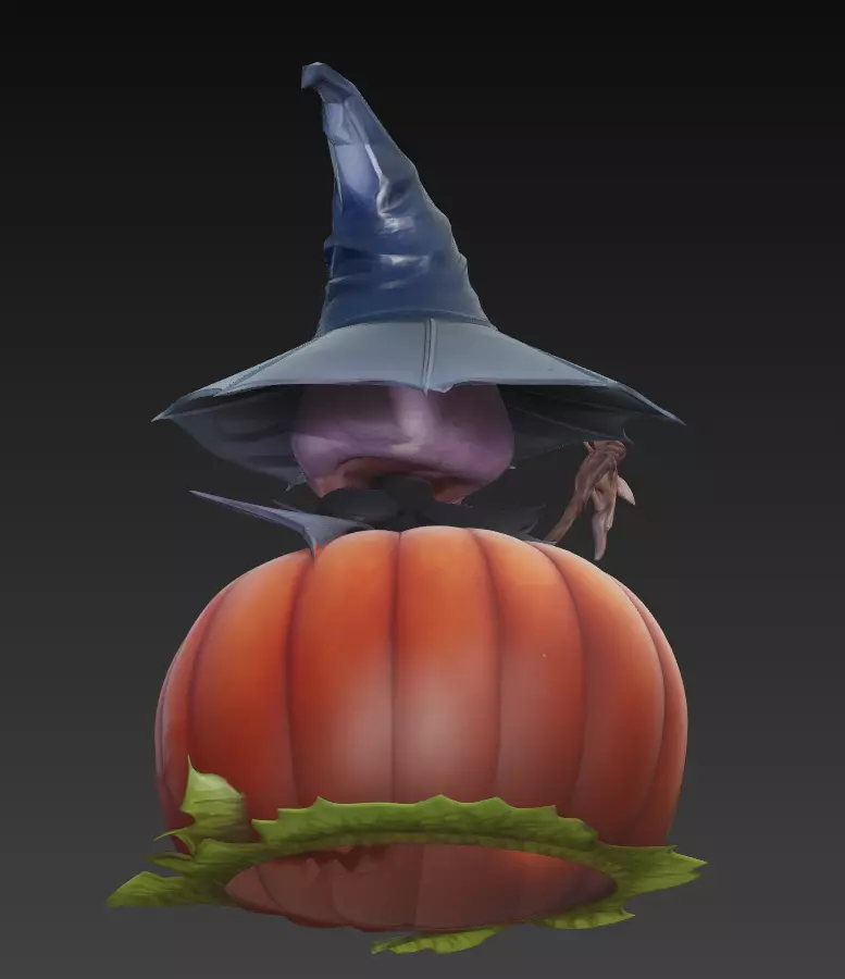Pumpkin Witch Sculpture - Halloween 3D Character Model 3D print model_4