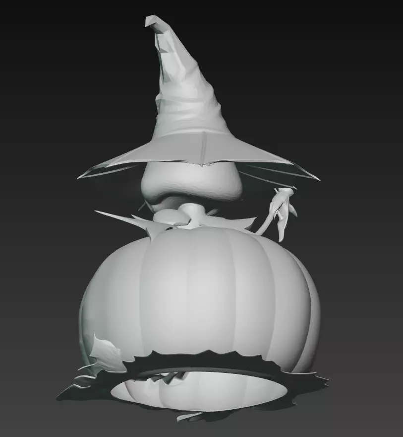 Pumpkin Witch Sculpture - Halloween 3D Character Model 3D print model_8