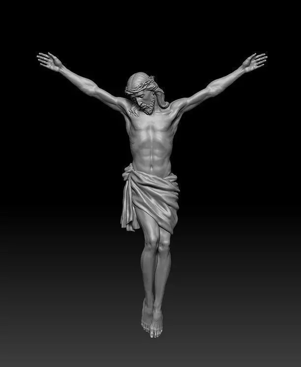 Jesus Crucifix Sculpture - Sacred Passion 3D Model 3D print model_2