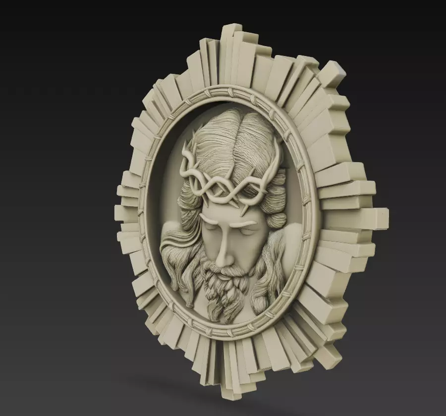 Jesus Christ Bas-Relief - Sacred Wall Sculpture 3D Model 3D print model_2