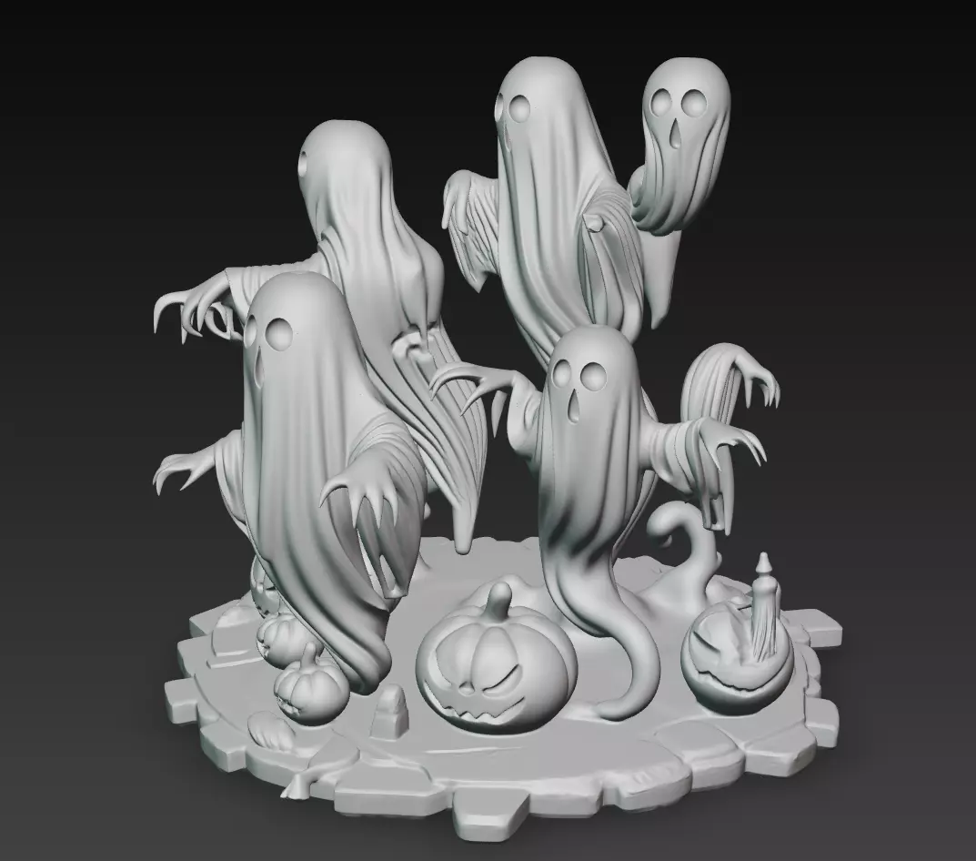 Haunted Pumpkin Ghosts - Halloween 3D Sculpture 3D print model_6
