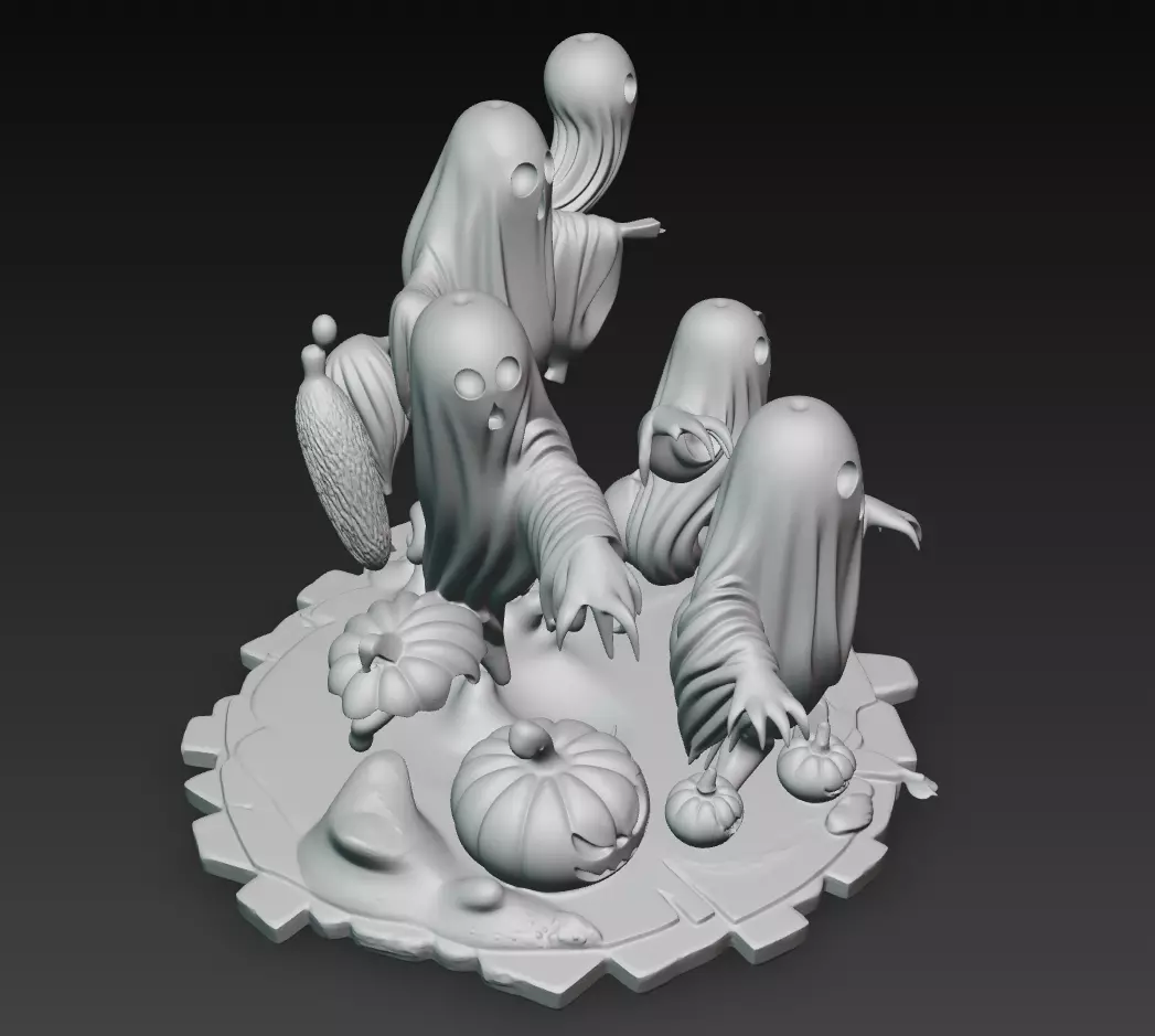 Haunted Pumpkin Ghosts - Halloween 3D Sculpture 3D print model_9