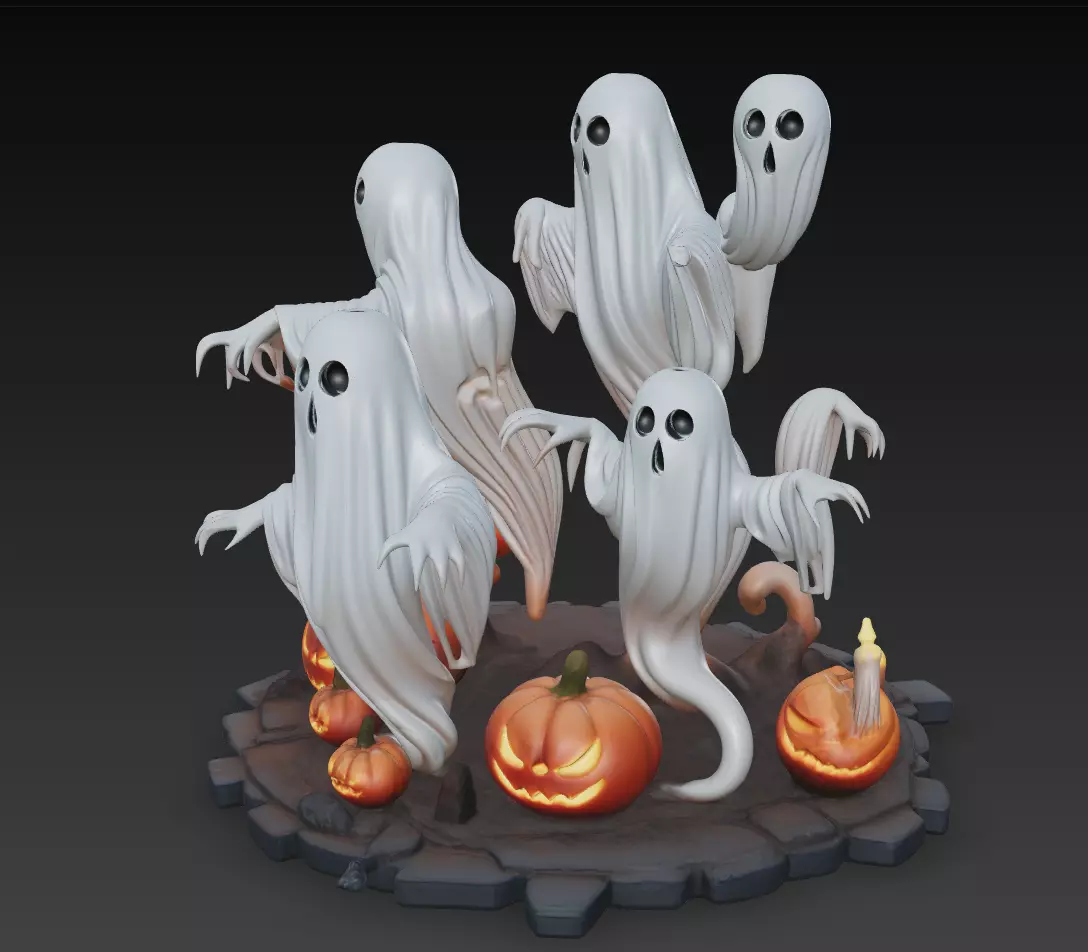 Haunted Pumpkin Ghosts - Halloween 3D Sculpture 3D print model_2