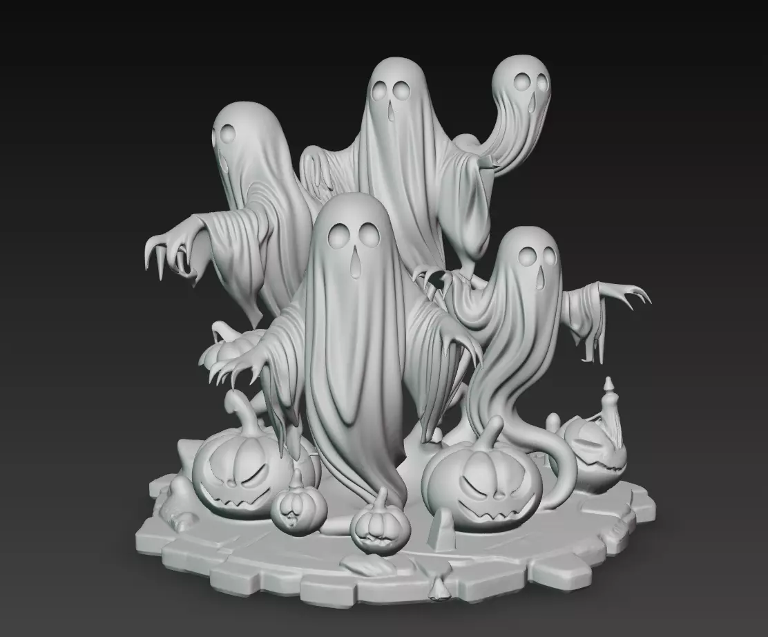 Haunted Pumpkin Ghosts - Halloween 3D Sculpture 3D print model_7