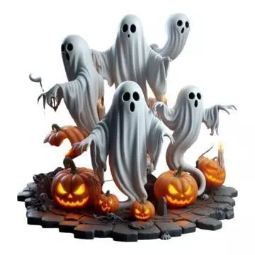 Haunted Pumpkin Ghosts - Halloween 3D Sculpture 3D print model_0