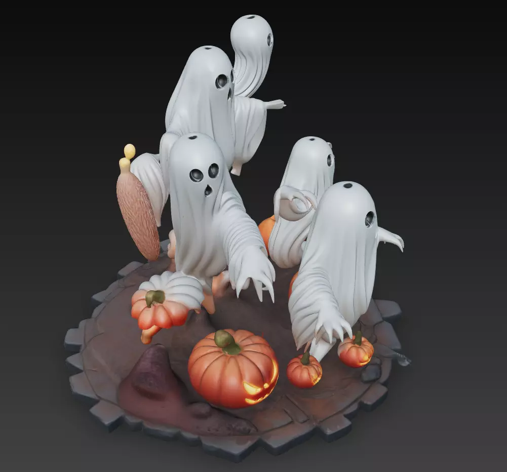 Haunted Pumpkin Ghosts - Halloween 3D Sculpture 3D print model_4
