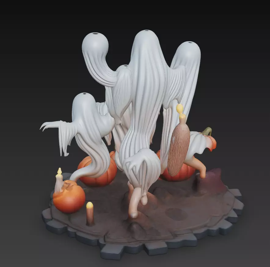 Haunted Pumpkin Ghosts - Halloween 3D Sculpture 3D print model_5