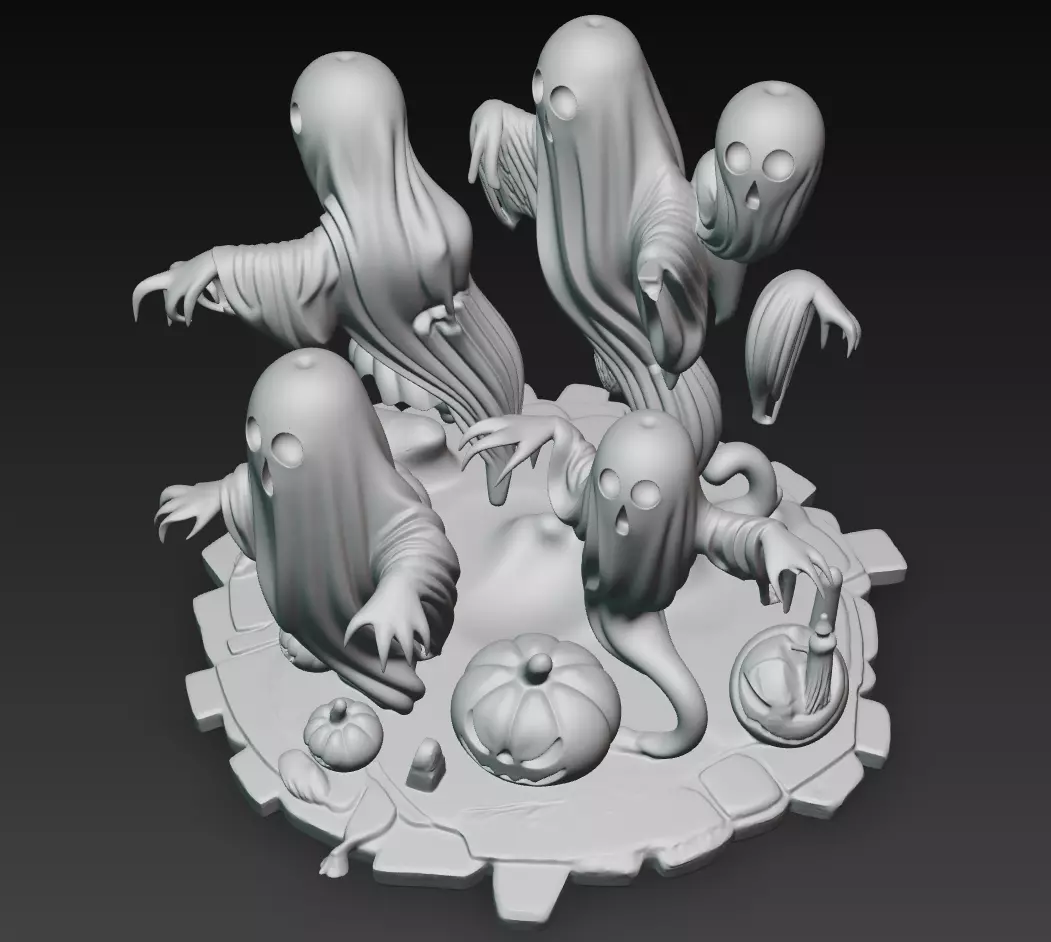 Haunted Pumpkin Ghosts - Halloween 3D Sculpture 3D print model_8