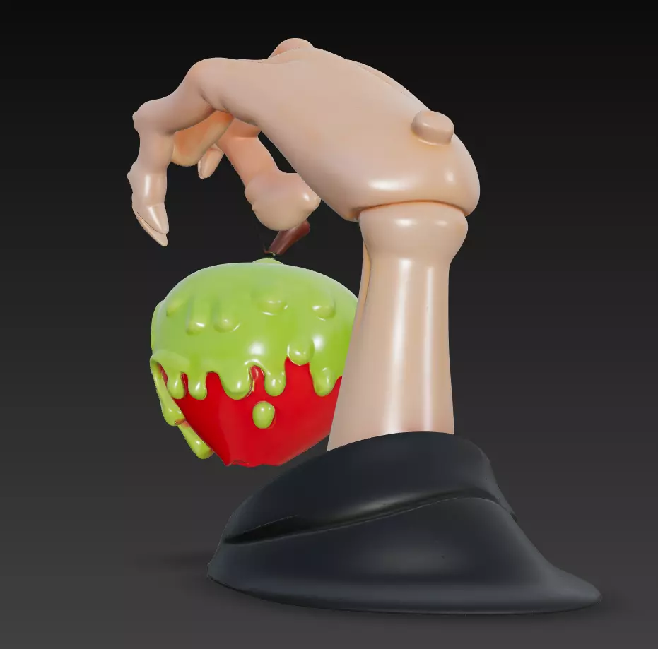 Poisoned Apple Hand - Horror Fantasy 3D Sculpture 3D print model_5