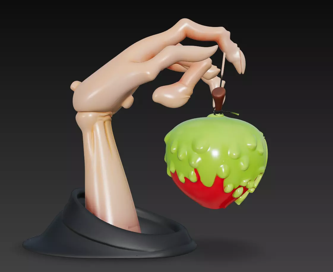 Poisoned Apple Hand - Horror Fantasy 3D Sculpture 3D print model_4
