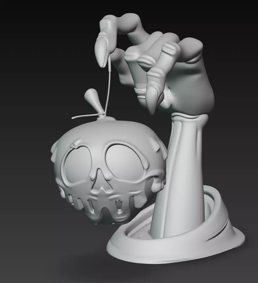 Poisoned Apple Hand - Horror Fantasy 3D Sculpture 3D print model_10