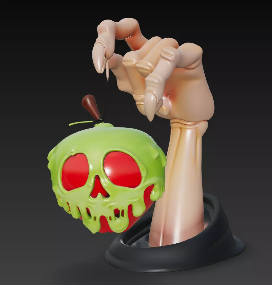 Poisoned Apple Hand - Horror Fantasy 3D Sculpture 3D print model_2