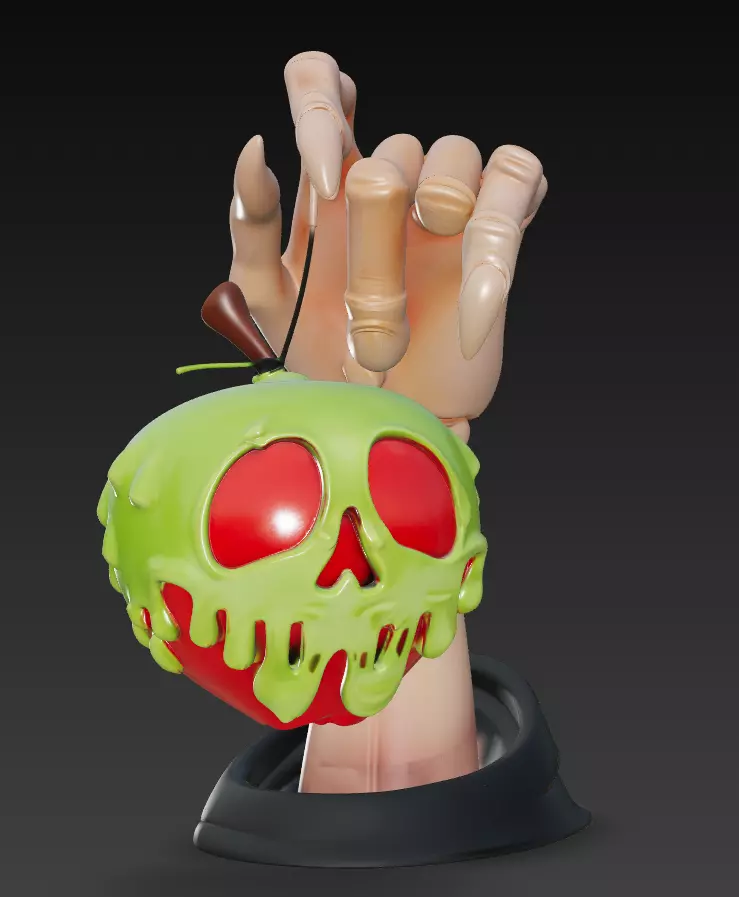 Poisoned Apple Hand - Horror Fantasy 3D Sculpture 3D print model_3
