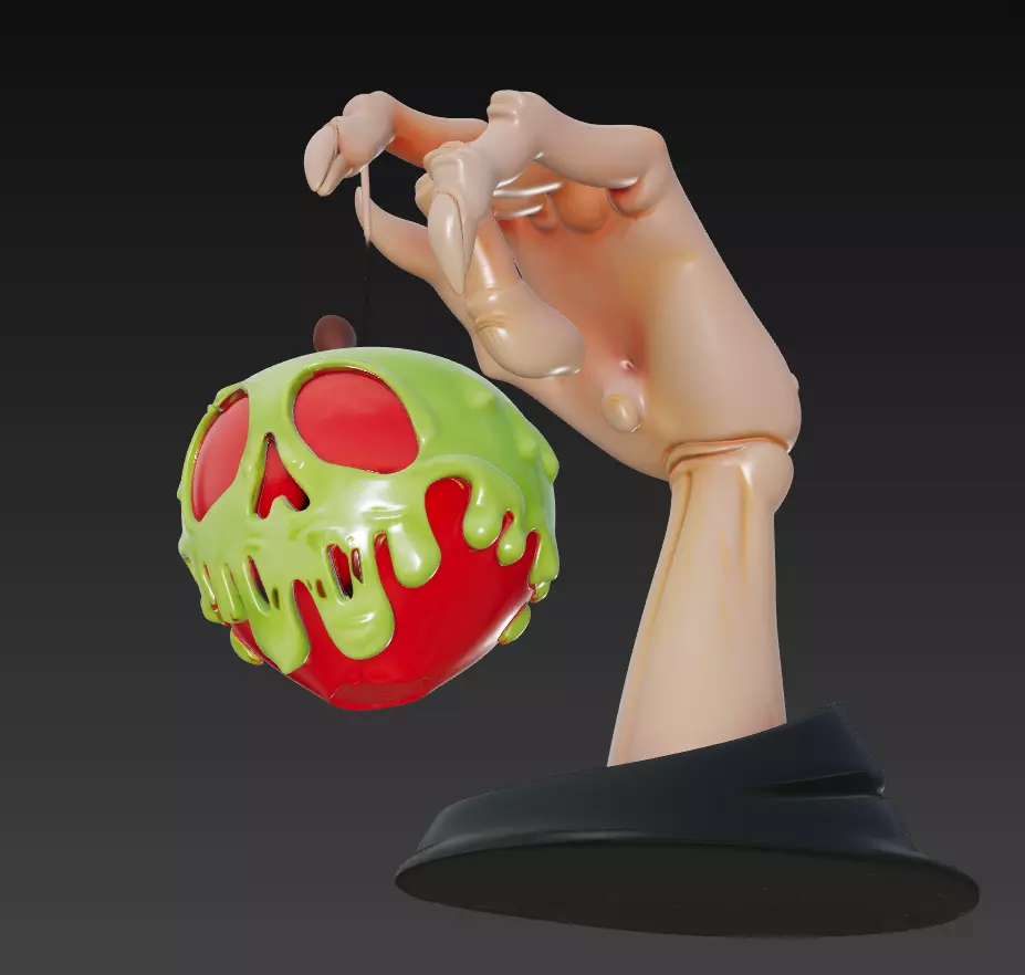 Poisoned Apple Hand - Horror Fantasy 3D Sculpture 3D print model_1