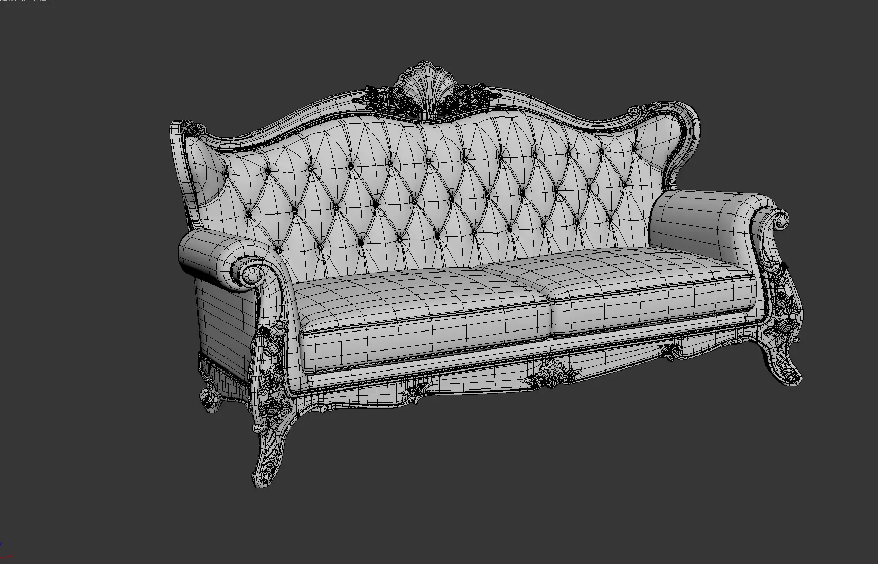 European bed model 3D model_1