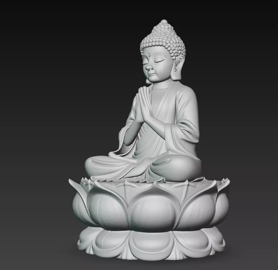 Lotus Serenity Buddha - Meditative Peace Sculpture 3D Model 3D print model_7