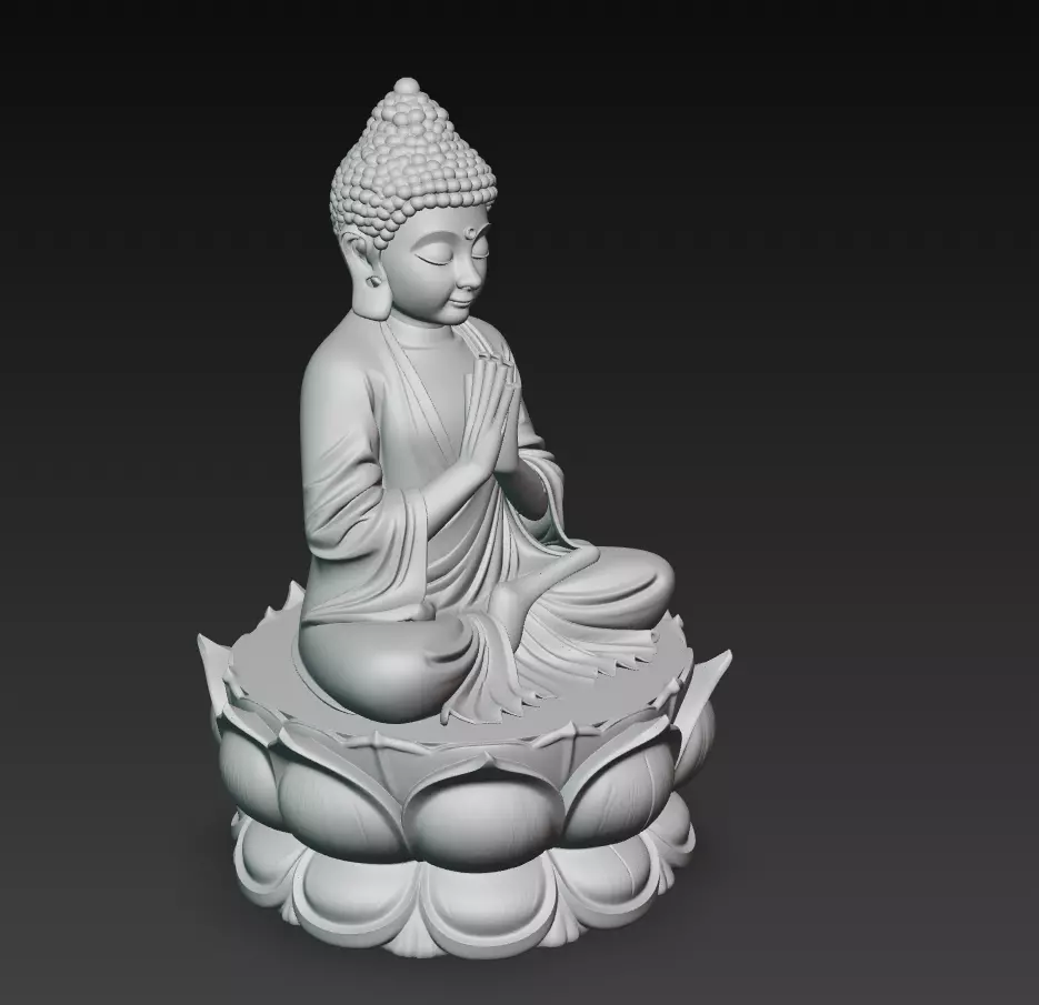 Lotus Serenity Buddha - Meditative Peace Sculpture 3D Model 3D print model_5