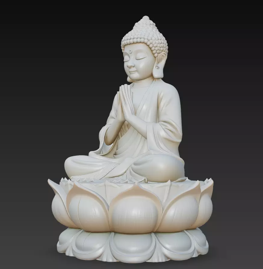 Lotus Serenity Buddha - Meditative Peace Sculpture 3D Model 3D print model_2