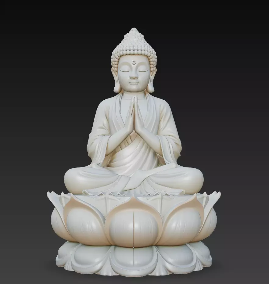 Lotus Serenity Buddha - Meditative Peace Sculpture 3D Model 3D print model_1