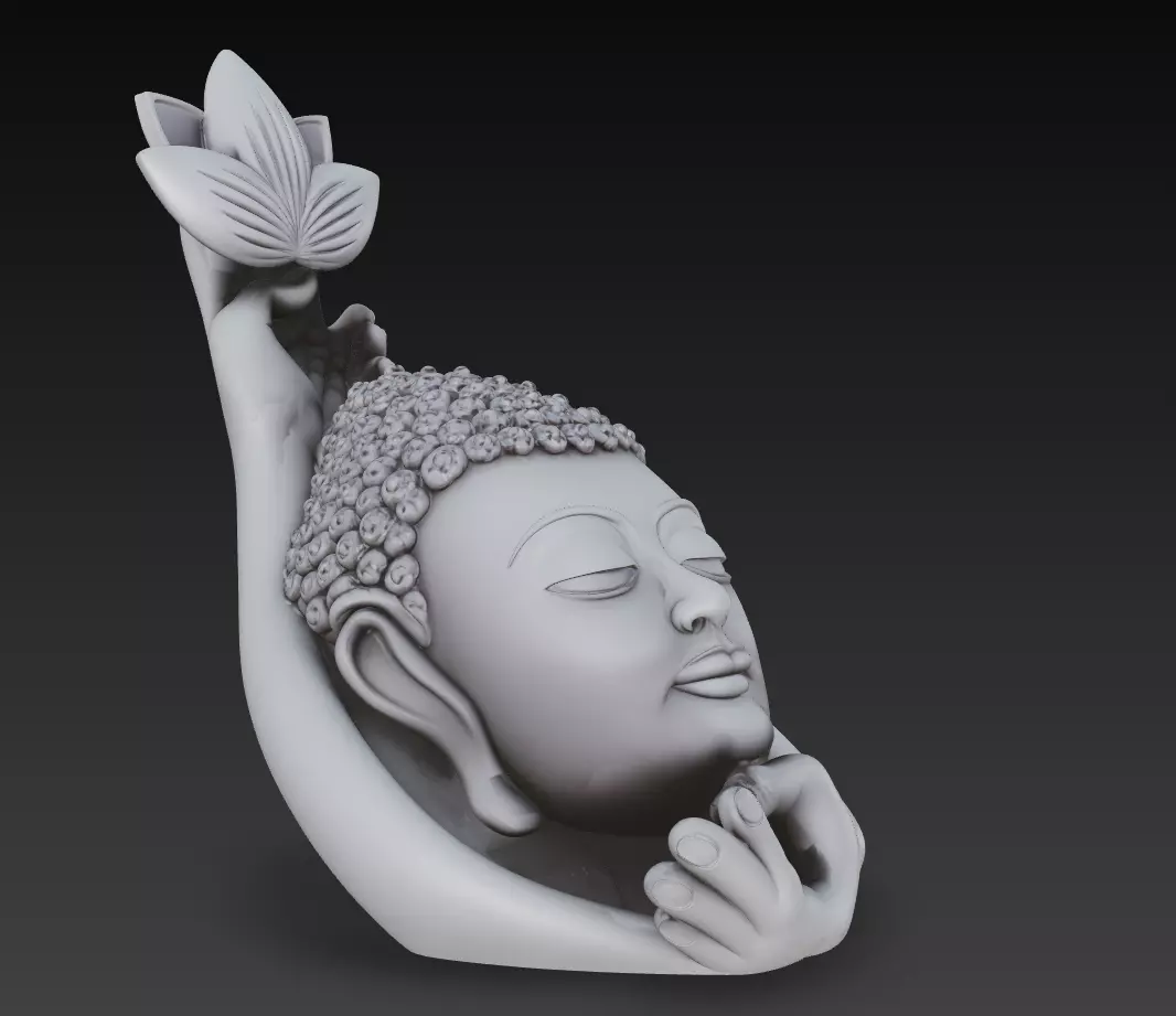 Lotus Harmony Buddha - Minimal Zen Wall Sculpture 3D Model 3D print model_7