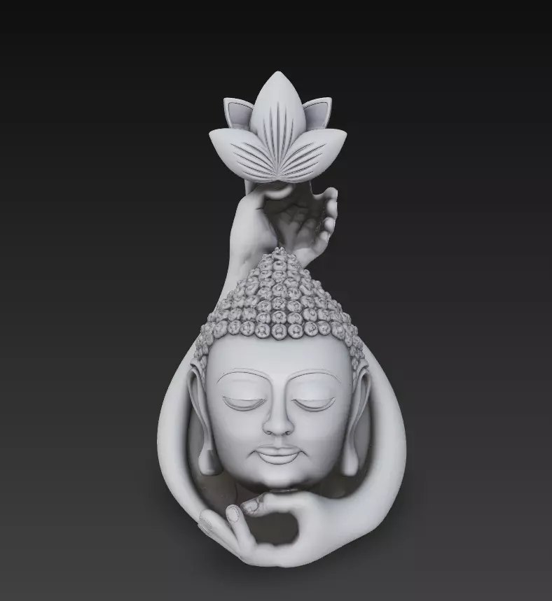 Lotus Harmony Buddha - Minimal Zen Wall Sculpture 3D Model 3D print model_2