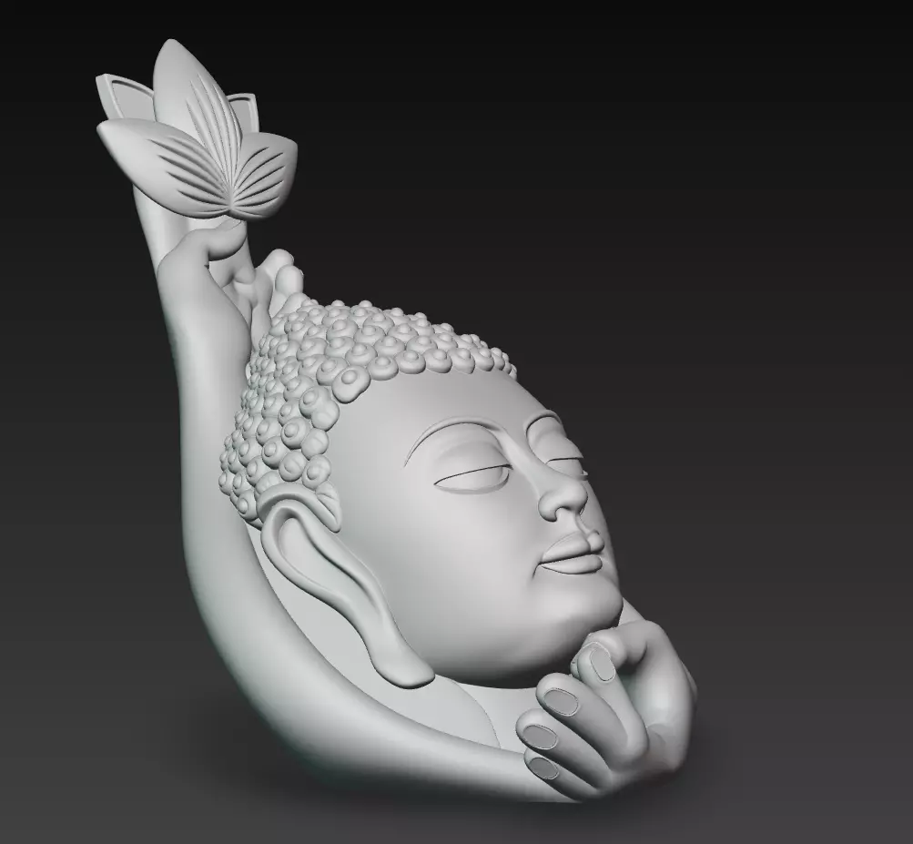 Lotus Harmony Buddha - Minimal Zen Wall Sculpture 3D Model 3D print model_6