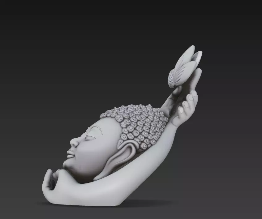 Lotus Harmony Buddha - Minimal Zen Wall Sculpture 3D Model 3D print model_4