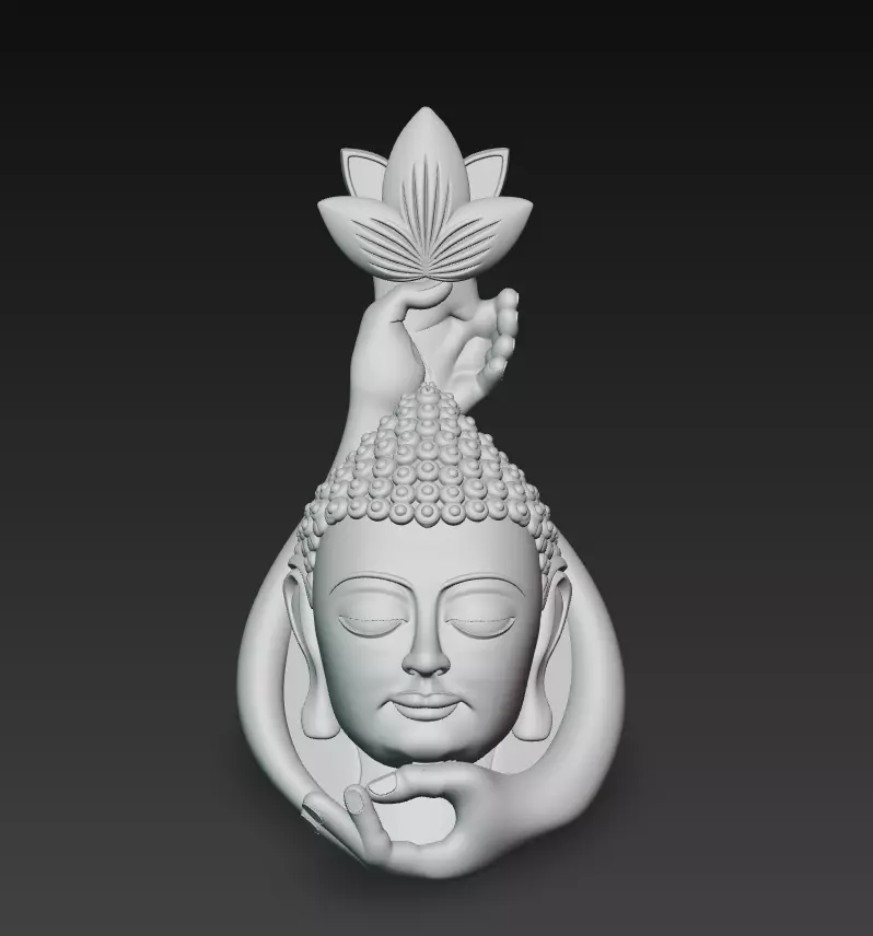 Lotus Harmony Buddha - Minimal Zen Wall Sculpture 3D Model 3D print model_1