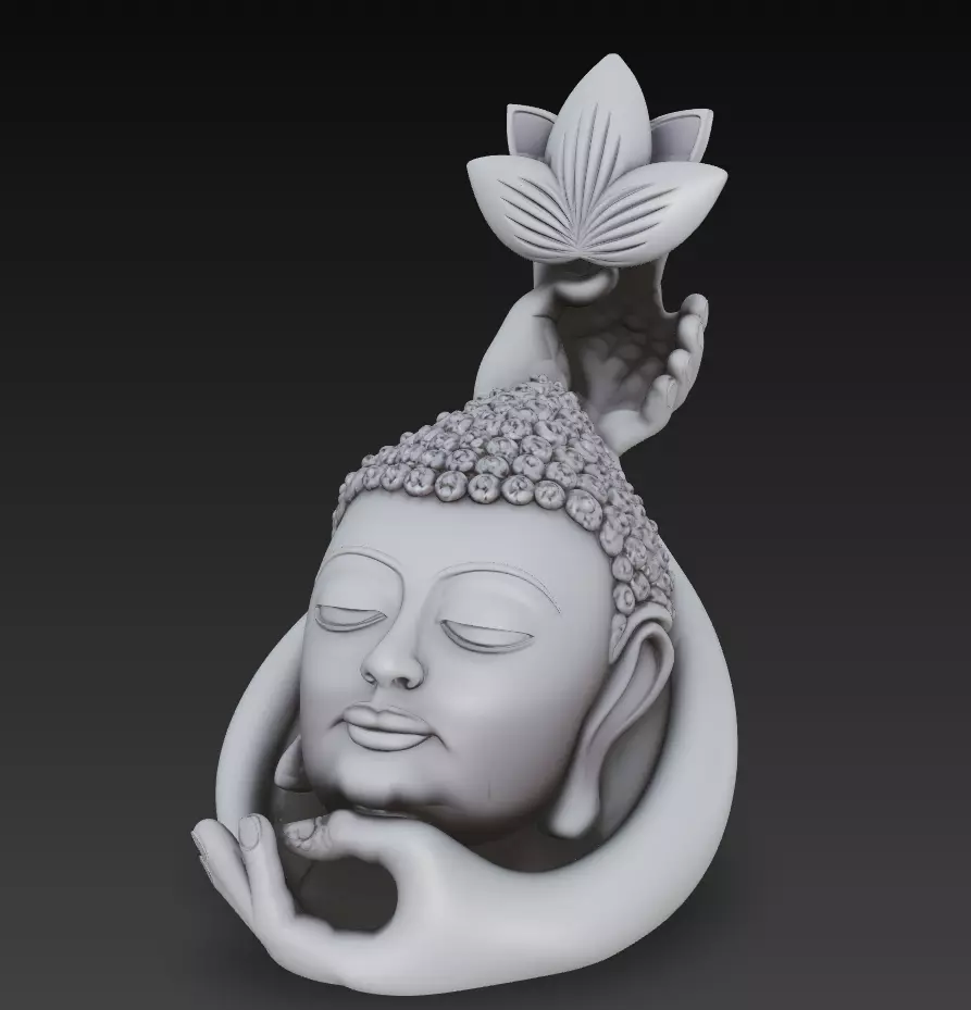 Lotus Harmony Buddha - Minimal Zen Wall Sculpture 3D Model 3D print model_8