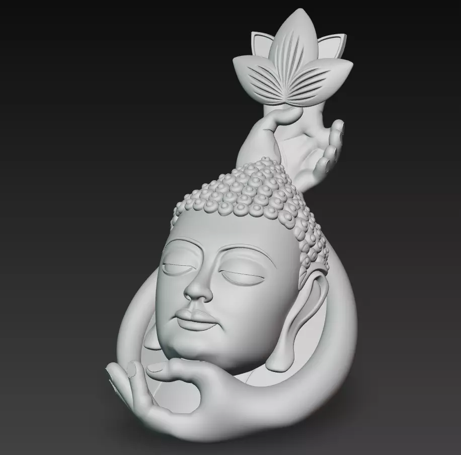 Lotus Harmony Buddha - Minimal Zen Wall Sculpture 3D Model 3D print model_9