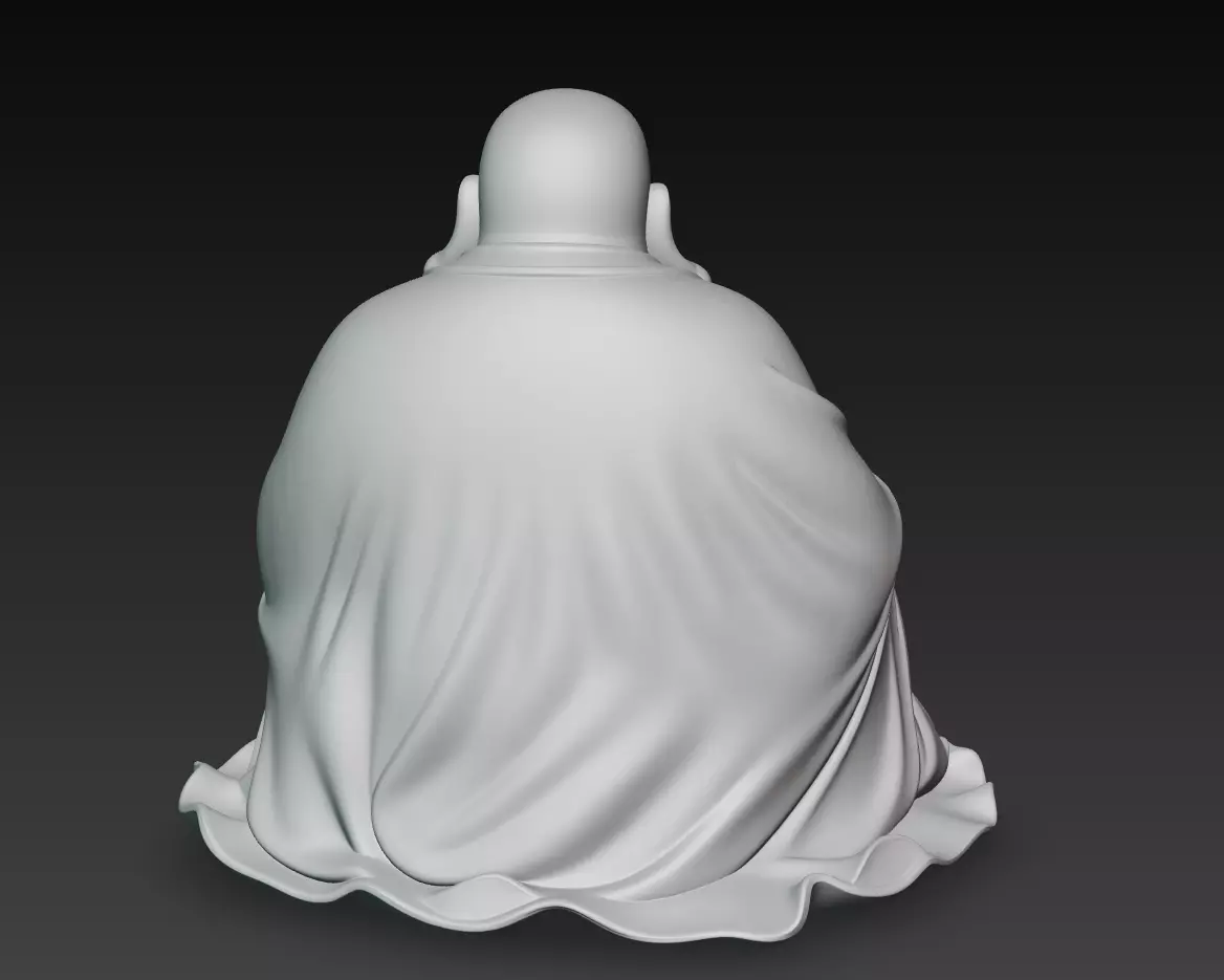 Laughing Buddha - Serenity Sculpture 3D Model 3D print model_11