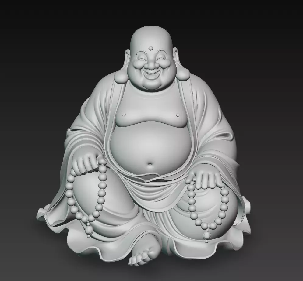 Laughing Buddha - Serenity Sculpture 3D Model 3D print model_8