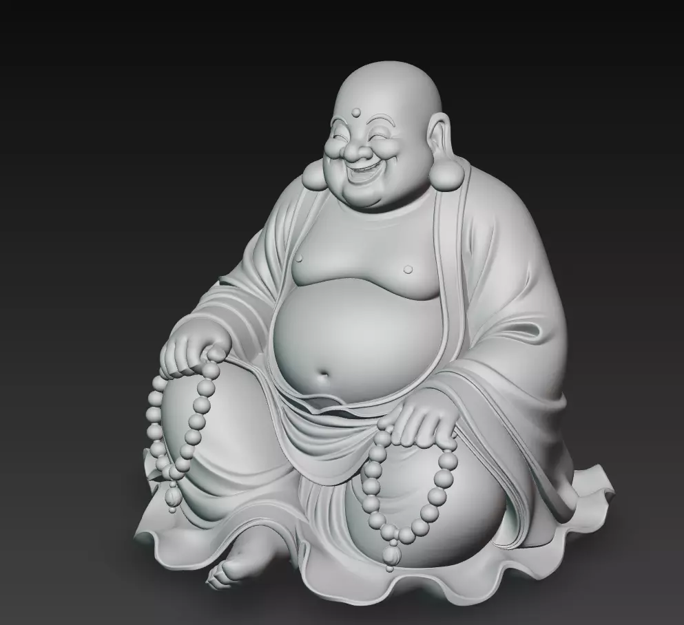 Laughing Buddha - Serenity Sculpture 3D Model 3D print model_9