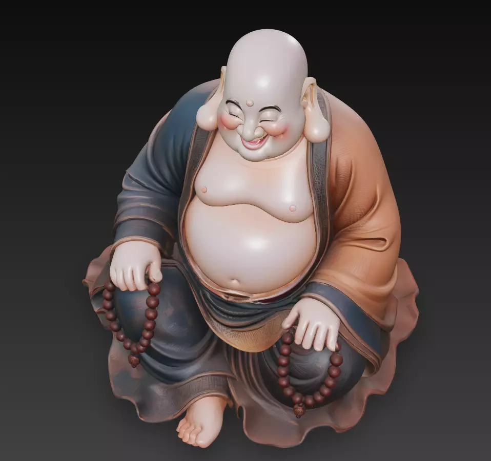 Laughing Buddha - Serenity Sculpture 3D Model 3D print model_1