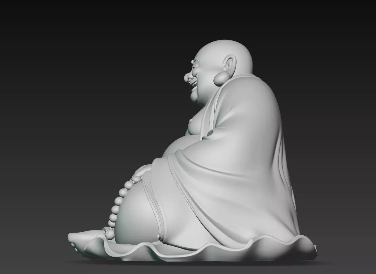 Laughing Buddha - Serenity Sculpture 3D Model 3D print model_10