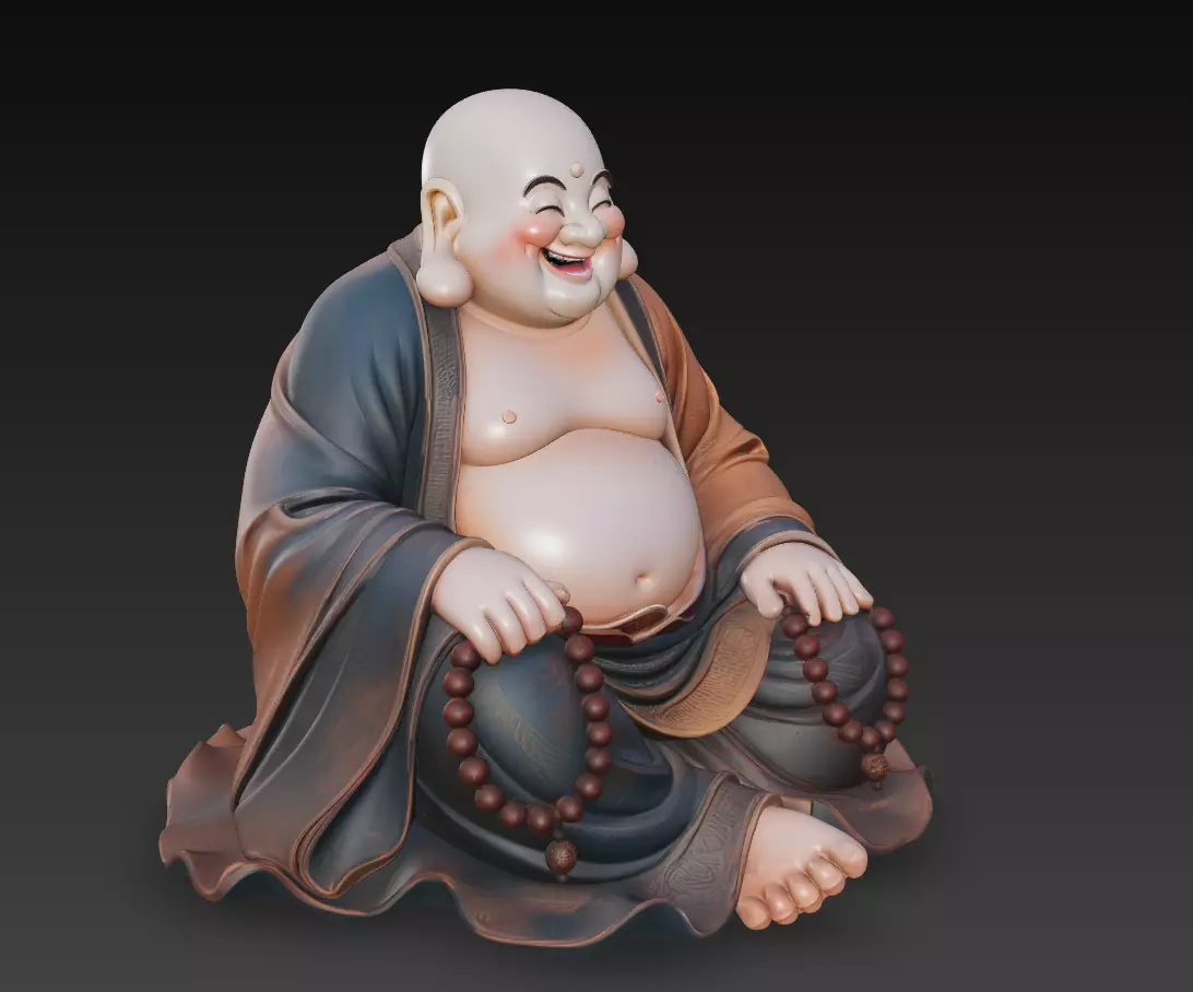 Laughing Buddha - Serenity Sculpture 3D Model 3D print model_3