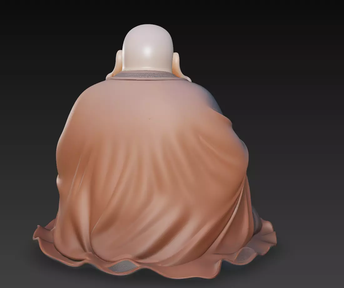 Laughing Buddha - Serenity Sculpture 3D Model 3D print model_6