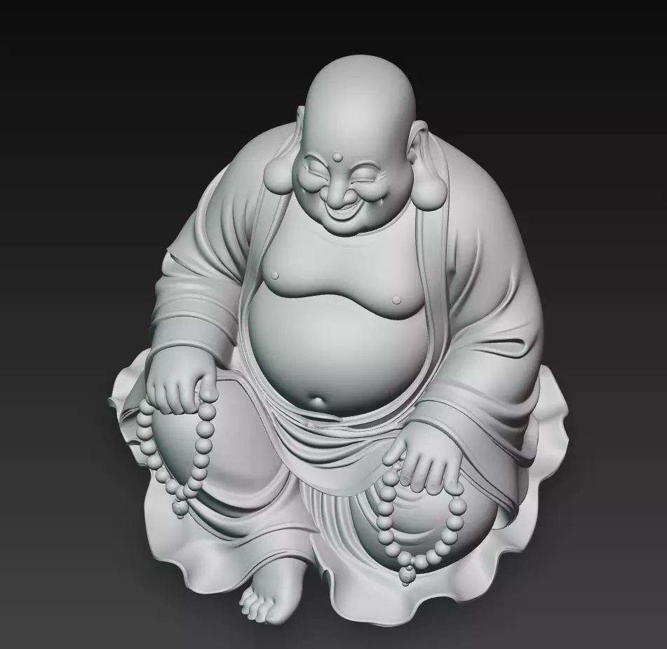 Laughing Buddha - Serenity Sculpture 3D Model 3D print model_12