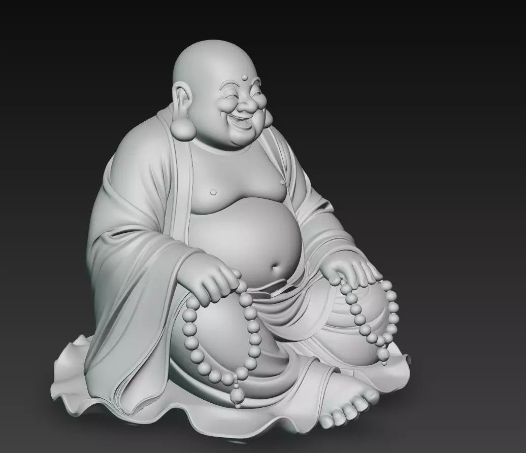 Laughing Buddha - Serenity Sculpture 3D Model 3D print model_7