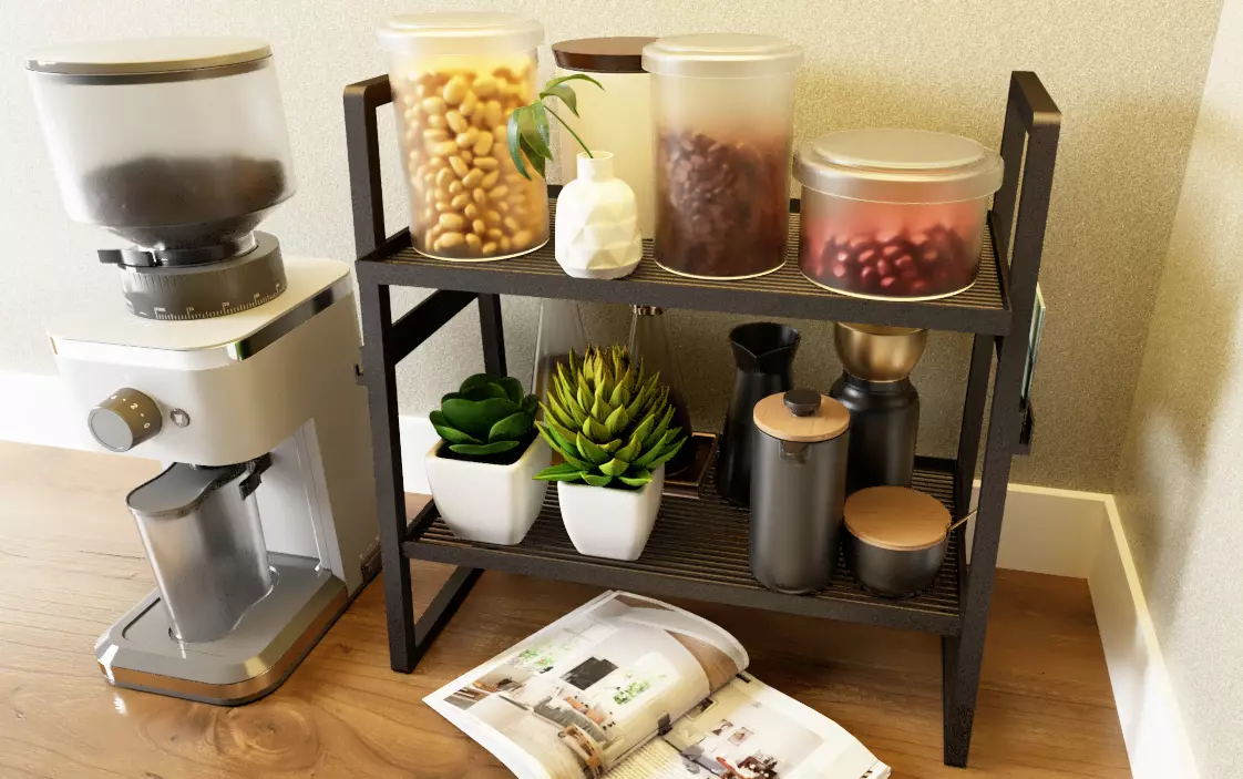 Coffee Rack Organizer 3D Model Ready for Print and Production Low-poly 3D model