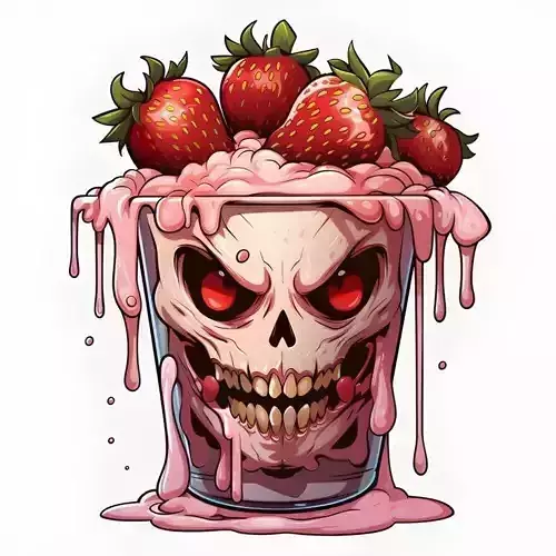 Bloody Strawberry Skullshake - Dark Humor Horror Cup Sculpture
